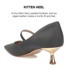 Womens Manza Kitten Heel Mary Jane Pointed Toe Pumps - Màu xám đen - Xem 4