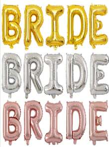 TYFYO 16英寸/32英寸新娘气球婚礼装饰玫瑰金银色新娘字母铝箔气球新娘送礼会单身派对用品最佳礼物，婚礼气球，婚礼装饰，家居装饰，房间装饰，派对礼品生日毕业派对装饰 - 彩色 - 查看 2
