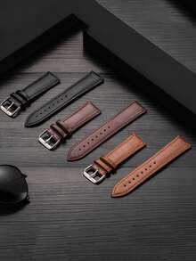 1 pieza Correa de reloj de cuero suave de color marrón de 18mm/20mm/22mm compatible con Samsung Galaxy Watch 7/6/5/4 de 40mm/44mm, 3 de 41mm/45mm, 2/2S, Gear S2/S3 Classic - Marrón - Ver 4