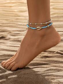 2 Cái/bộ Bohemian Giả Ngọc Trai & Vỏ Trang Trí Vòng Chân Cho Nữ Trang Trí Bãi Biển Mùa Hè - trắng - Xem 12