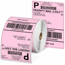 Cuộn nhãn dán 4x6 cho máy in nhãn nhiệt - Nhãn vận chuyển màu hồng 500 chiếc - Nhãn máy in nhiệt cấp thương mại dành cho vật tư doanh nghiệp nhỏ - Giấy in nhiệt 4x6 chống nước/chống dầu - Hồng - Xem 1