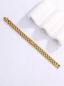 不锈钢金皇冠手链，时尚简约的设计，适合日常佩戴，优雅的配饰，流行的女性珠宝礼物 - 金色 - 查看 4