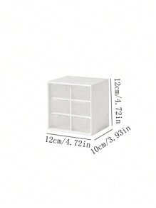 1pc 12*12*10 Plastic Cosmetic Organizer With 6 Compartments And Drawer For Desk, Sticker-free