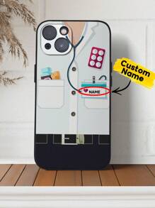 1 Pieza Funda de teléfono con diseño de uniforme médico personalizado con nombre, Funda de iPhone personalizada para enfermera, Funda de teléfono médico/de enfermería, Compatible con serie iPhone Pro/Pro Max/X/XR/XS/XS Mini/Max, Funda de iPhone de TPU, Regalo significativo para médico, Regalo del Día de la Enfermera, Adecuado para amigos, Ideal para San Valentín, cumpleaños y aniversarios