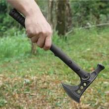1 件高锰钢户外多功能求生斧，尖头野营手斧，胡椒斧，带锤头的多用途斧 - 黑色 - 查看 1