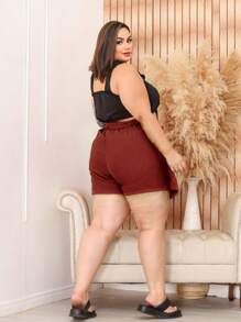 Plus Size Shorts - Burnt Orange - View 2