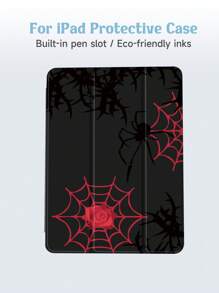 1 Pieza Cubierta De Tableta Con Patrón De Araña Con Espinas, Con Soporte Para Bolígrafo, Protección Contra Caídas, Función De Activación/desactivación Al Abrir/cerrar La Funda, Compatible Con Samsung, Huawei, Xiaomi E Ipad - Multicolor - Ver 6