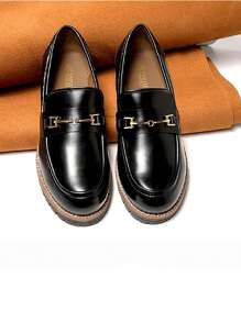 Women's Loafers Shoes Slip-On Chunky Platform Comfortable Dressy Business Casual Preppy Loafers - 黑色/PU - 查看 1