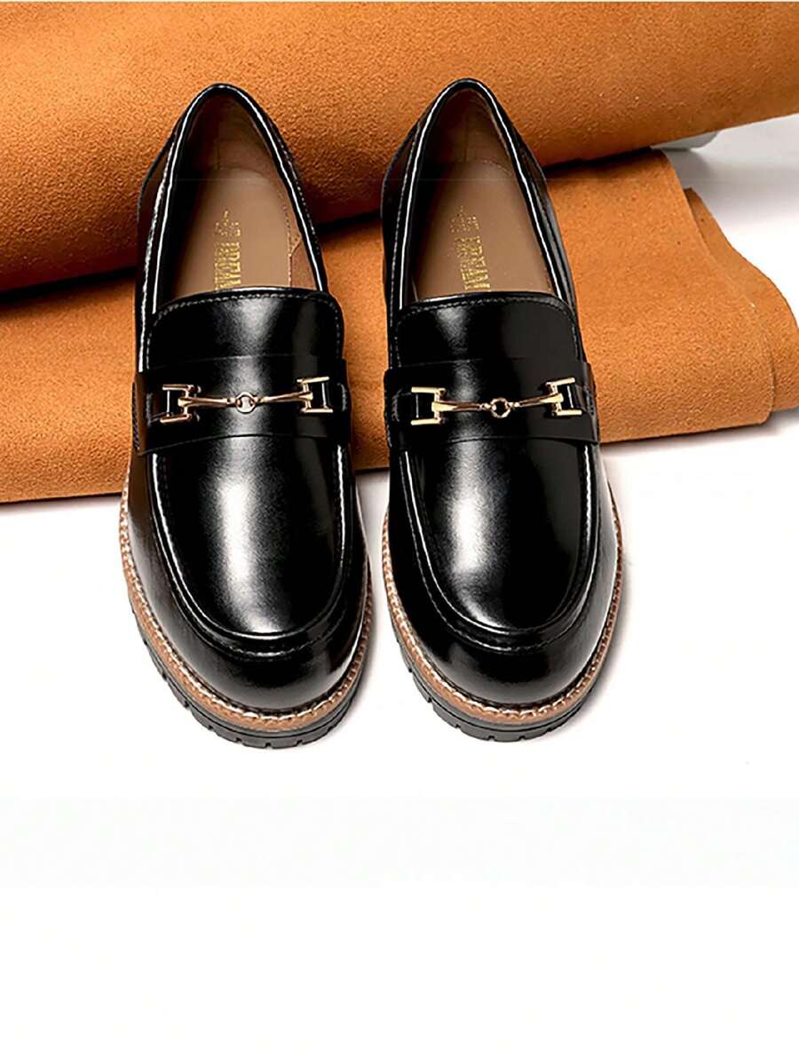 Women's Loafers Shoes Slip-On Chunky Platform Comfortable Dressy Business Casual Preppy Loafers - 黑色/PU - 查看 1