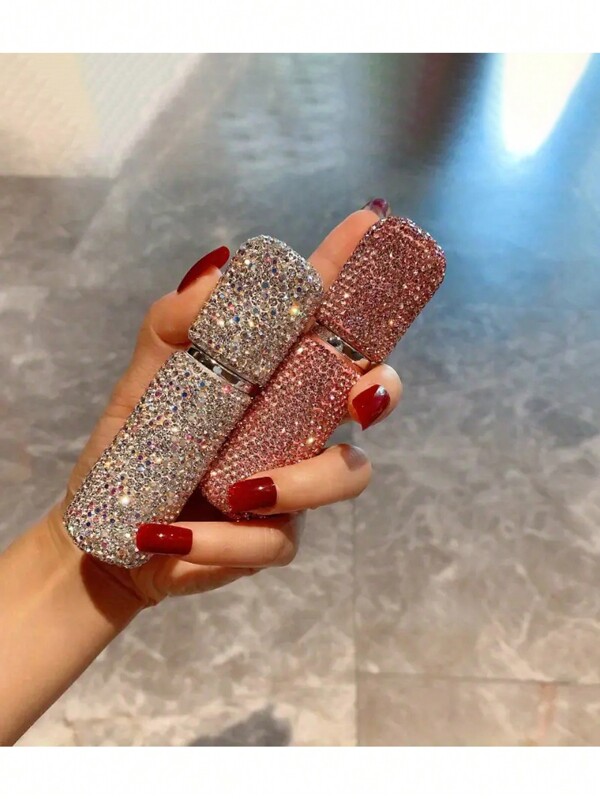 Dispensador de perfume con incrustaciones de diamantes - Botella de muestra con vacío prensado - Botella de spray de viaje mini de 10 ml para maquillaje, Botella de perfume