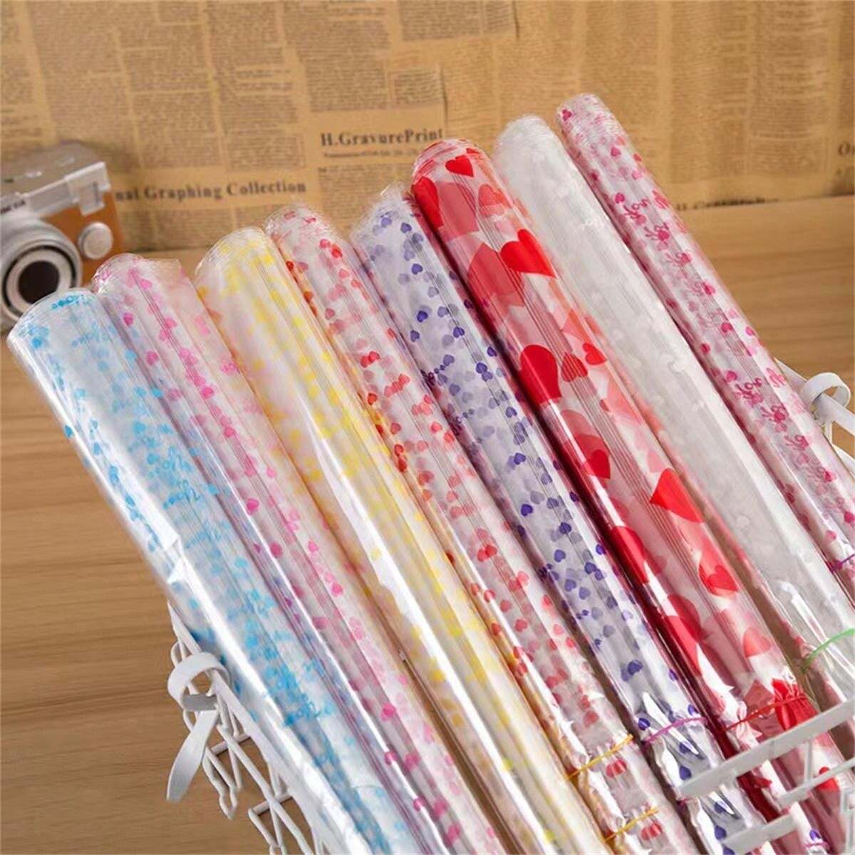 10 Pack Gift Basket Shrink Wrap Bag With Transparent Glass Paper And