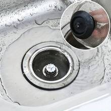 2pcs Kitchen Sink Strainer With Handle & Stopper Replacement Sink Drain Basket Stainless Steel Mesh Filter Strainers Waste Hole Trap For Hotels&Restaurant Kitchen - Silver - View 1