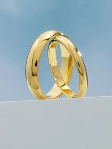 1Pc Minimalist Classic 925 Sterling Silver Plain High Polish Comfort Fit Wedding Bands 18K Gold Plated Silver Rings For Couple