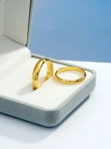 1Pc Minimalist Classic 925 Sterling Silver Plain High Polish Comfort Fit Wedding Bands 18K Gold Plated Silver Rings For Couple