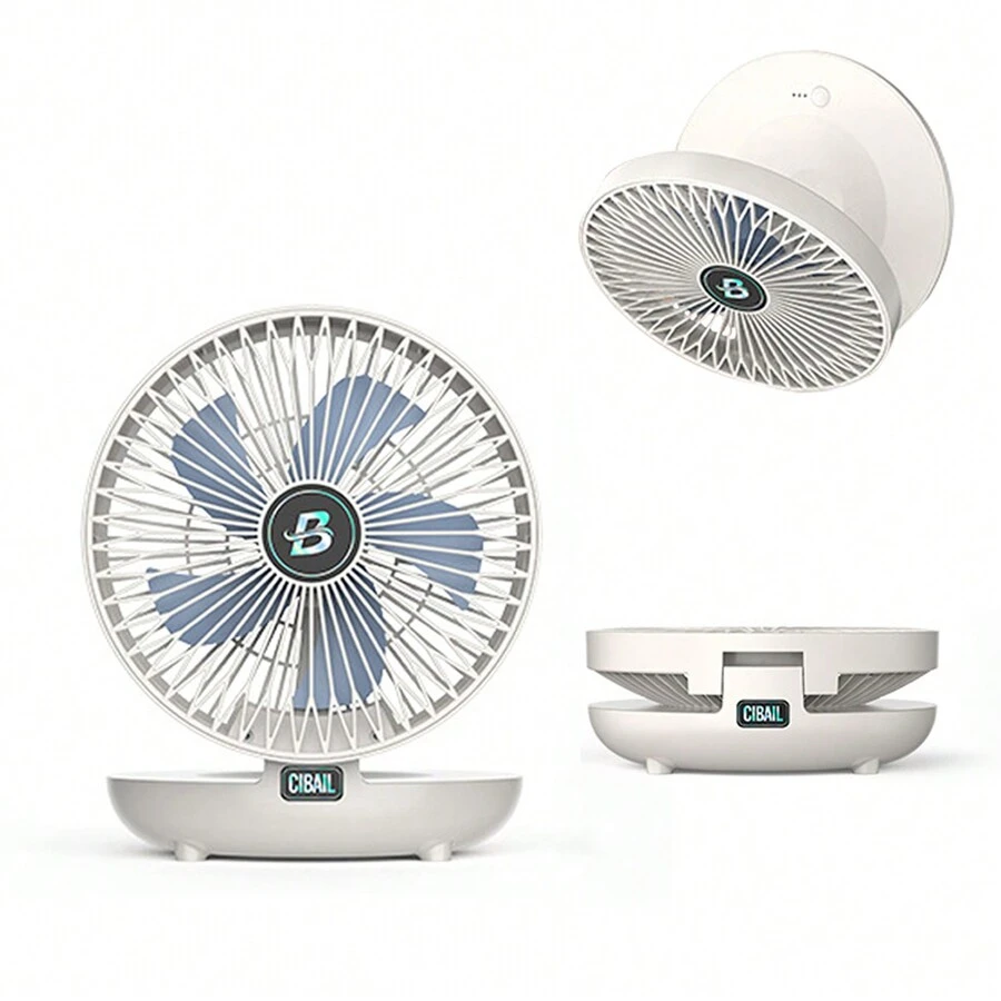 1200mah可充電折疊式桌面風扇/掛壁風扇/便攜式空調,可折疊風扇、桌面風扇、便攜小風扇,適用於辦公室、家庭、廚房、戶外,可90°調整,性能安靜,帶無軌掛鉤,三種調節風速