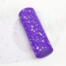 10 Yards Stern Mond Laser Pailletten Tüllrolle weiches Tüllband für Partydekoration DIY Handwerk Tutu Rock Zubehör Hochzeitshintergrund Bühnendekoration Nähen Mesh