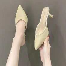 Women Bling Bling Rhinestone Sandals Pointed Toe Stiletto High Heels Slippers 2023 New Spring Summer Closed Toe Shoes For Daily Wear - Yellow - View 4