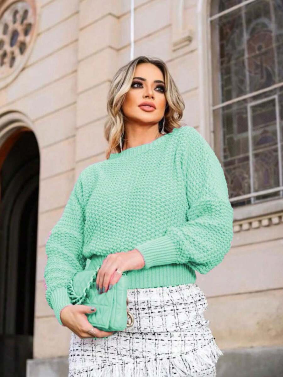 Women Sweaters - 薄荷綠 - 查看 1