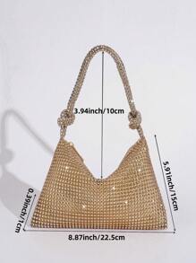 Evening Bag With Rhinestone Decoration,Decorative Handbag For Banquet,Dance,Handmade Lady Fashionable Versatile BagTready Bride Bag, Perfect For Party,Wedding, Prom,Dinner/Banquet, Matching With Wedding Dress, Formal Dresses, Prom Dress, Birthday Dress, Party Dress - Champagne - View 3