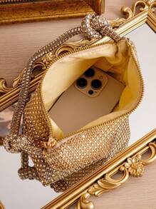 Evening Bag With Rhinestone Decoration,Decorative Handbag For Banquet,Dance,Handmade Lady Fashionable Versatile BagTready Bride Bag, Perfect For Party,Wedding, Prom,Dinner/Banquet, Matching With Wedding Dress, Formal Dresses, Prom Dress, Birthday Dress, Party Dress - Champagne - View 8