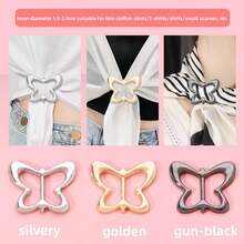 3入組時尚優雅的黑色金屬蝴蝶扣-用時尚的夾子改變裝扮，適用於襯衫、圍巾和裙子。 - 彩色 - 查看 5