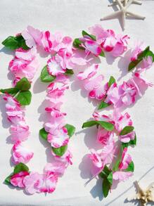 4 PC/Set Summer Boho Hippie Cute Pink Hawaii Flower Leis Women Men Tropical Floral Leis Crown Hawaiian Luaus Party Surfer Hairpin Flower Garland Hairbands Bracelet Set Suitable For Men Women Headband Beach Pool Birthday Parties Decorations Party Favors Music Festival Party, Beach Vacation,Wedding Party,Graduation Celebration ,Hair Accessoires