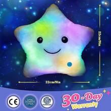1 个 22 厘米/9 英寸发光星形枕头，柔软毛绒 LED 发光彩色星形靠垫，派对用品，节日装饰，发光毛绒娃娃（不含电池）