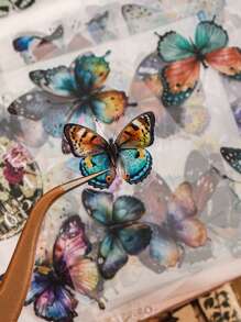 100 Pièces/ensemble Autocollants De Papillons Multicolores Vintage Dans Une Boîte, Adapté Pour Le Scrapbooking, Le Journal, Le Cahier, L'ordinateur Portable, Le Téléphone Portable, La Décoration D'intérieur - Multicolore - Voir 9