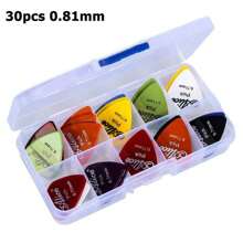 30pcs or 50Pcs Boxed Plastic Colorful Guitar Pick 0.58/0.71/0.81/0.96/1.20/1.50mm 6 Sizes Random Thickness Guitar Ukulele Accessories