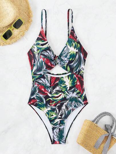 Women's Sexy Backless V-Neck Beachwear, Hollow Out Design, High Waist, Slimming And Cover Belly, One Piece Swimsuit Summer