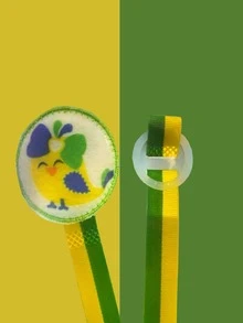 Prendedor de chupeta para bebês com detalhe em tecido Sortido - Riky - Verde - Visão 2