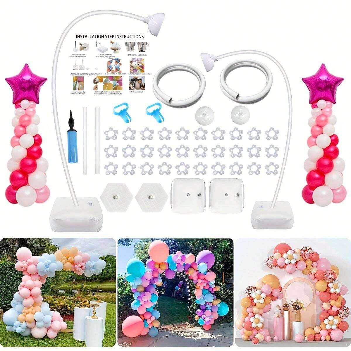 1 Set,Balloon Arch Stand Kit With Free Bending Shape Balloon Pillars