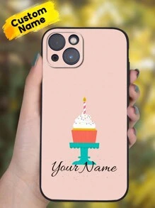 Baby Pink 1pc Custom Name Phone Case,Cake Pattern Custom Name Mobile IPhone Case,Personalized Birthday IPhone Case,TPU IPhone Case,Shockproof Protection For Your Phone,IPhone Series,Case Compatible With IPhone Pro/Pro Max/X/XR/XS/XS Mini/Max,Unique Gift For Her/Him,Birthday Gift,Boyfriend,Girlfriend,Lover,Wife,Husband,Friends,Families,Choice Ideal For Birthdays