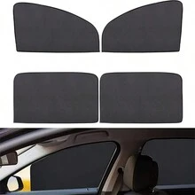 4pcs Car Window Sunshade Magnetic Screen Sun Insulation Anti-Glare Shading Curtain Net For Side Window With Expanding Function - Black - View 2
