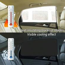 4pcs Car Window Sunshade Magnetic Screen Sun Insulation Anti-Glare Shading Curtain Net For Side Window With Expanding Function - Black - View 4