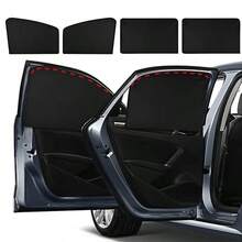 4pcs Car Window Sunshade Magnetic Screen Sun Insulation Anti-Glare Shading Curtain Net For Side Window With Expanding Function - Black - View 5