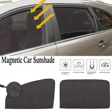 4pcs Car Window Sunshade Magnetic Screen Sun Insulation Anti-Glare Shading Curtain Net For Side Window With Expanding Function - Black - View 3