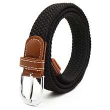 1 pièce Ceinture élastique tressée colorée de 2,5 cm pour femmes, ceinture décontractée tressée extensible, ceinture mode femme pour l'été, l'école, l'automne, Halloween - Multicolore - Voir 6