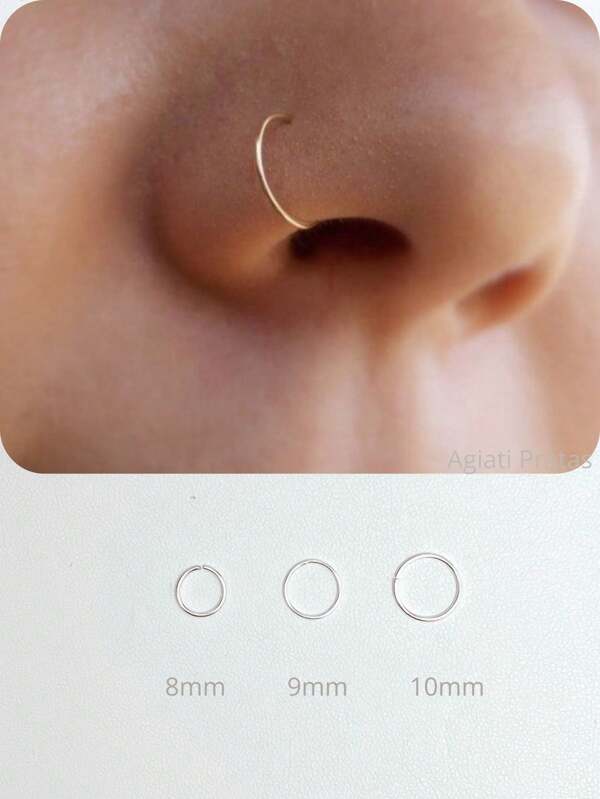 Piercing de Nariz Argolinha em Prata 925 com 6mm, 8mm, 9mm e 10mm