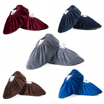 5 Pairs Of Reusable Soft And Thick Waterproof Shoe Covers With Non-Slip Soles, Suitable For Adults, Children, Indoor, Home, Lab Use And Anti-Slip Fleece Shoe CoversOrganize And Storage,For Household,Office,School,Shoes And Boots Accessories