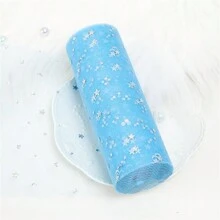 10 Yards Stern Mond Laser Pailletten Tüllrolle weiches Tüllband für Partydekoration DIY Handwerk Tutu Rock Zubehör Hochzeitshintergrund Bühnendekoration Nähen Mesh