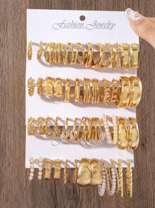 48pcs/Set Fashion Earrings, Including Butterfly, Heart, Faux Pearl, Rhinestone, Geometric Pattern, Knot Decor Elements; Suitable For Vacation, Party, Date, Gift, Daily Wear, Valentine's Day, Mother's Day - Style 1 - View 15