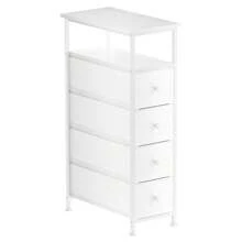 Simple Dresser With 4 Drawers, Compact 4-Drawer Storage Tower Narrow Storage Organizer For Small Spaces, Bathroom, Bedroom, White, Multi-Purpose, Easy Assembly, Slim Vertical Dresser With Shelf - Kết Cấu Gỗ Trắng - Xem 8