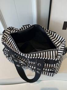 复古条纹大容量手提包，热辣女孩酷朋克 Y2K 单肩包，女士铆钉装饰斜挎包和手提包，多功能多口袋纯色户外旅行挎包，休闲日常通勤斜挎购物包，音乐节的完美选择，适合学校的单肩包 - 彩色 - 查看 7