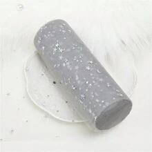 10 Yards Stern Mond Laser Pailletten Tüllrolle weiches Tüllband für Partydekoration DIY Handwerk Tutu Rock Zubehör Hochzeitshintergrund Bühnendekoration Nähen Mesh