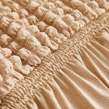 1pc Solid Color Bubble Gauze Elastic All-Inclusive Sofa Cover With Lace, Dustproof And Scratch Resistant