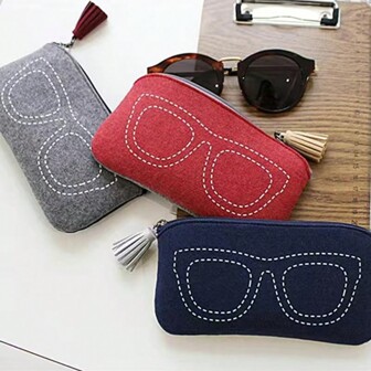 Felt Eyeglasses Bag Cute Glasses Storage Purse Portable Soft Felt Zipper Glasses Cover Travel Glasses Storage Pouch Back To School School Bag Travel Essentials Travel Organizer For Beach Summer Vacation