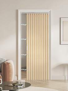 1pc Doorway Curtains Accordion Pink Curtains,Closet Doors Curtain, Privacy Curtains For Room Divider And Open Closet - Beige - View 7