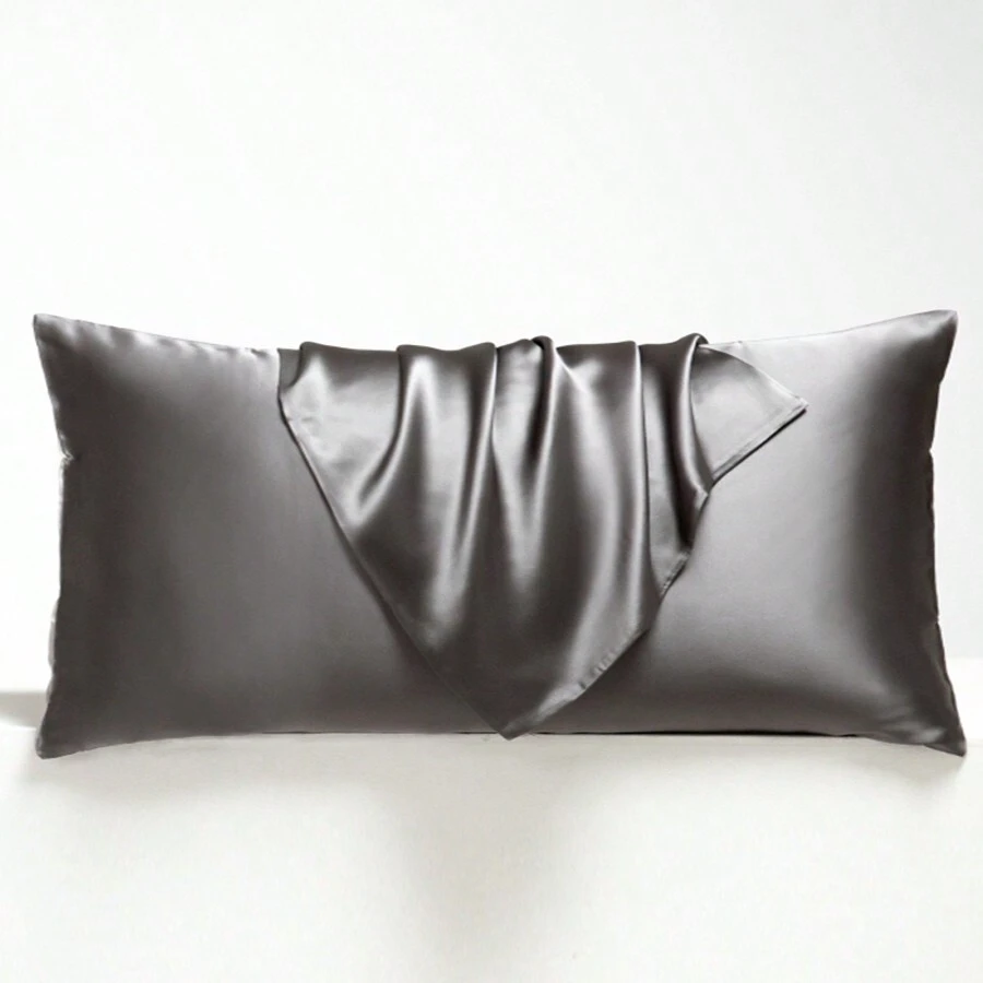 One Satin Silk Pillowcase For Long Pillows, Four Seasons Available, Without Core, Without Filler - Grey - View 1