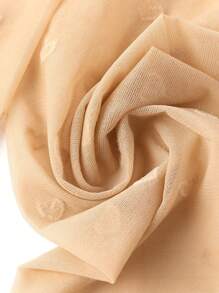 2 Pairs Kids" 3D Floral Net Heart Patterned Tights Pantyhose - Apricot - View 3